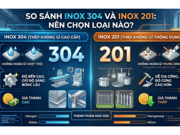 Inox 304 và inox 201 khác nhau như thế nào? So sánh từ A-Z